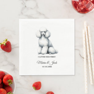 Serviette En Papier Poodle Chien J'Aimais Ses Premiers Mariages Napkin