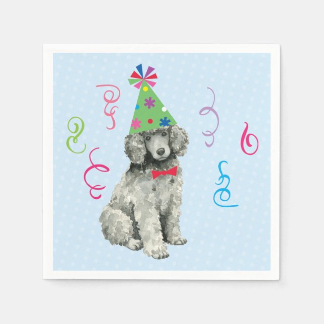 Serviette En Papier Poodle de fête d'anniversaire (Devant)