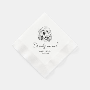 Serviette En Papier Poodle Dessiné à la Main Boit sur Moi Cocktail