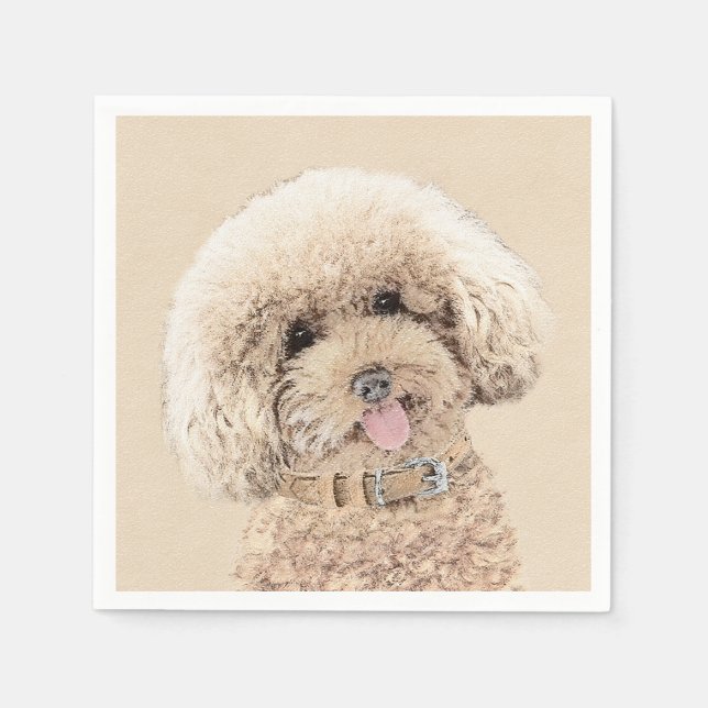 Serviette En Papier Poodle Miniature Toy Apricot Crème Chien Brown Art (Devant)