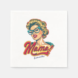 Serviette En Papier Pop Art de Mama Retro Personnalisé 2