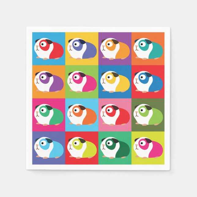 Serviette En Papier Pop Art Guinée Cochons (Devant)