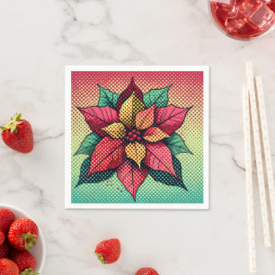 Serviette En Papier Pop Art Poinsettia demi-teintes points Découpage N