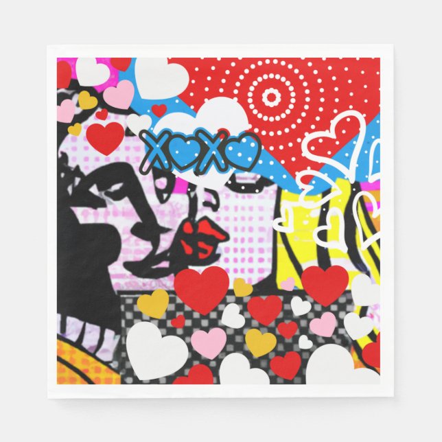 Serviette En Papier Pop Art Valentine (Devant)