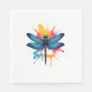 Serviette En Papier Pop coloré artistique Art peint libellule