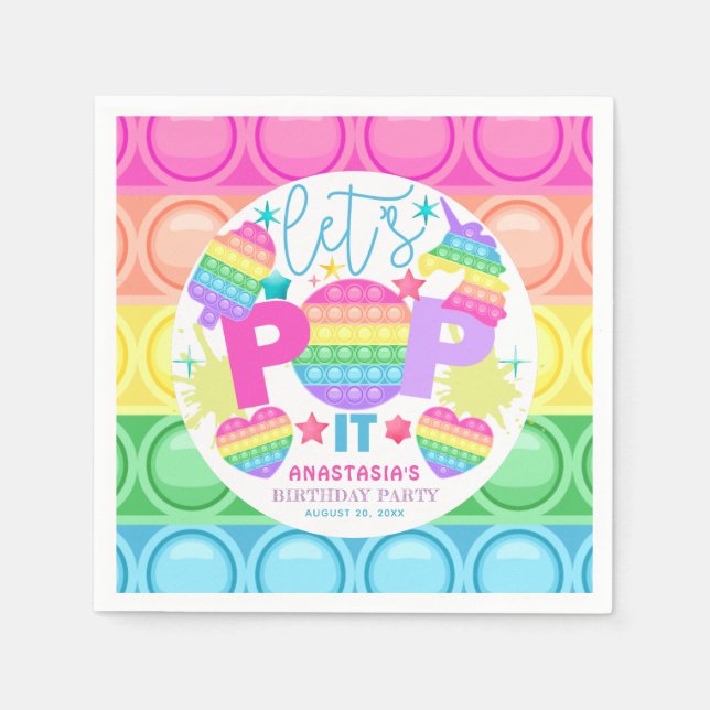 Serviette En Papier Pop It Anniversaire Fille personnalisée (Devant)