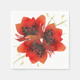 Serviette En Papier Poppies du jardin rouge vif