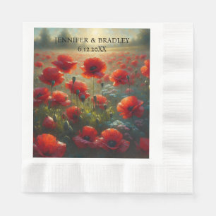 Serviette En Papier Poppies rouges Floral Mariage Personnalisé