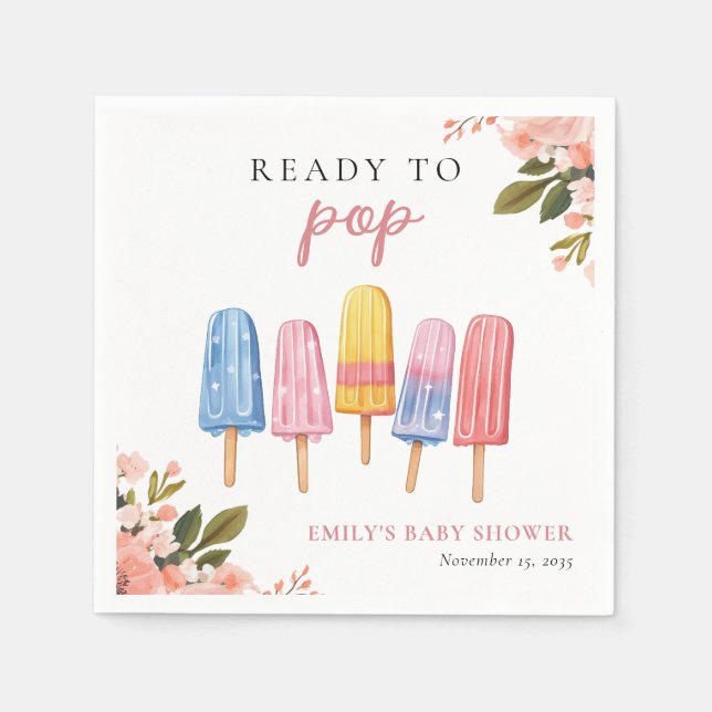 Serviette En Papier Popsicle Prêt à Pop Baby shower (Devant)