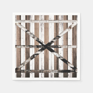 Serviette En Papier Porte de grange rustique multi-bois blanc et marro