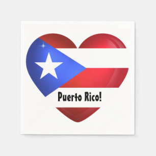 Serviette En Papier Porto Rico - Coeur du drapeau