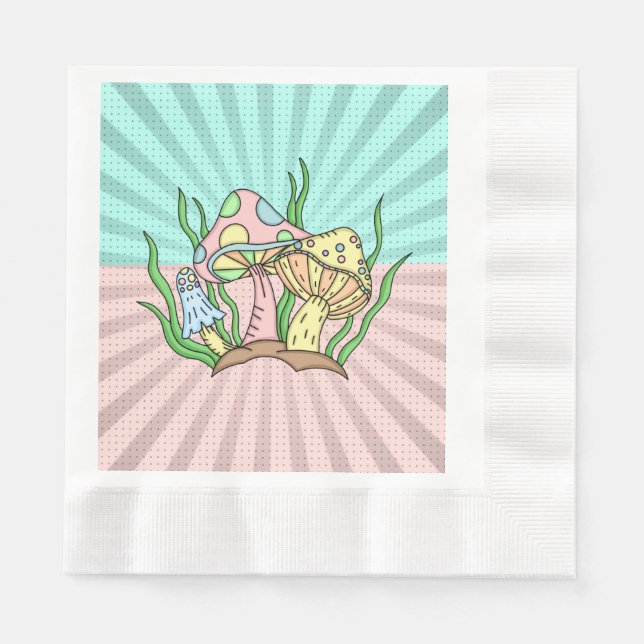 Serviette En Papier Portobello Mushroom Cute Pastel (Devant)