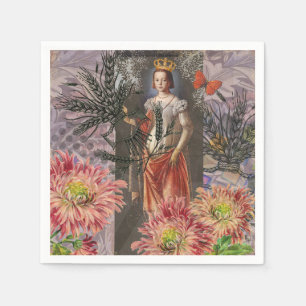 Serviette En Papier Portrait de femme Vierge Antique Coloré Riche