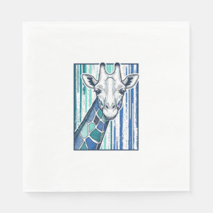 Serviette En Papier Portrait de girafe coloré Gravure vintage vecteur