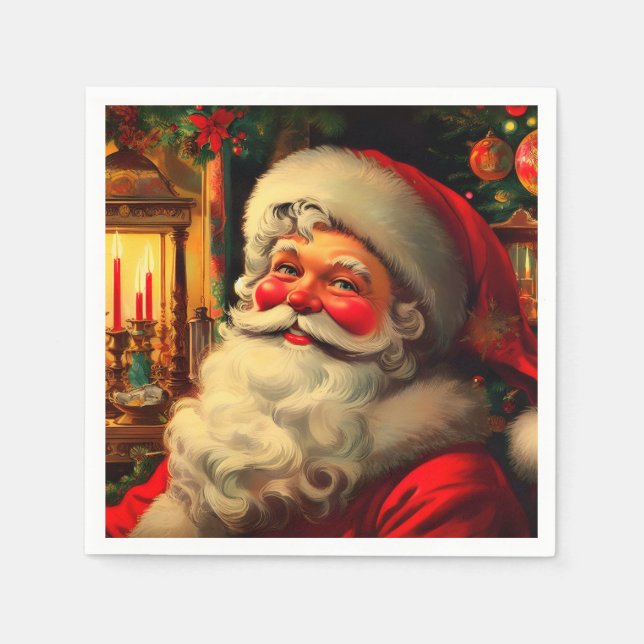 Serviette En Papier Portrait de Noël du Père Noël (Devant)
