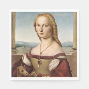 Serviette En Papier Portrait d'une dame avec une licorne (par Raphael)