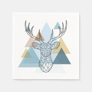 Serviette En Papier Portrait géométrique de cerfs communs