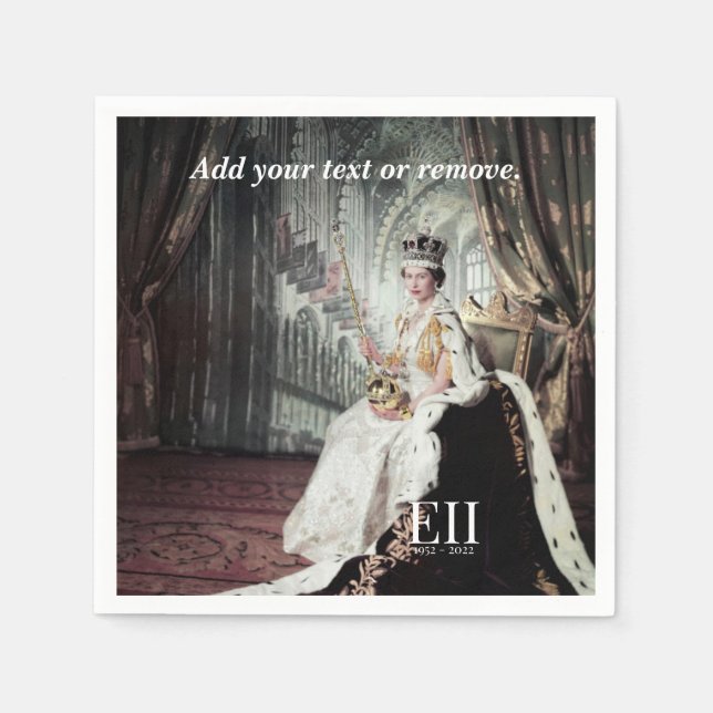 Serviette En Papier Portrait photograph de la reine Elizabeth 2, (Devant)