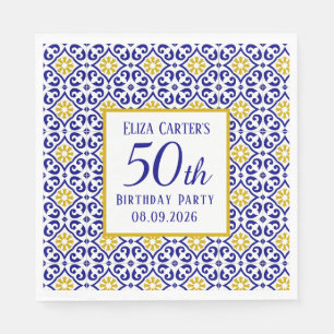 Serviette En Papier Portugais Carreaux Bleu 50e anniversaire Méditerra