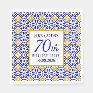 Serviette En Papier Portugais Carreaux Bleu 70e anniversaire Méditerra