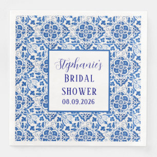 Serviette En Papier Portugais Carreaux Bleu Méditerranée Douche nuptia
