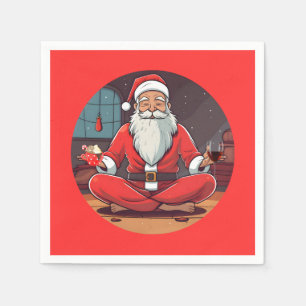 Serviette En Papier Pose de Yoga Père Noël de Noël