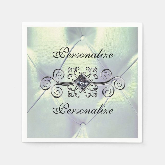 Serviette En Papier Posh pintuck satin et serviette en diamant (Devant)