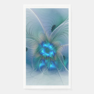Serviette En Papier Position, Abstrait bleu turquoise fractal