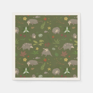Serviette En Papier Possums dans un champ de baies en vert