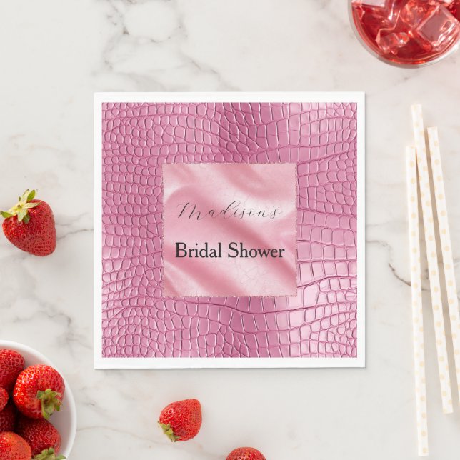 Serviette En Papier Poster de animal d'alligator rose Faux (En situation)