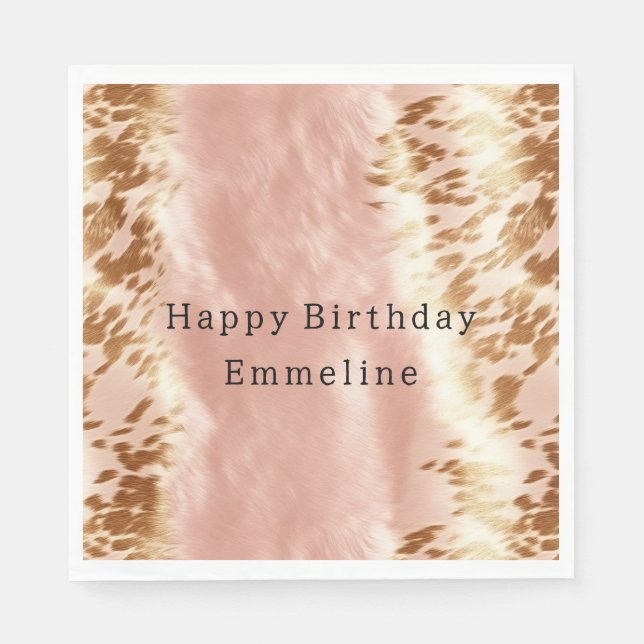 Serviette En Papier Poster de animal de vache rose (Devant)