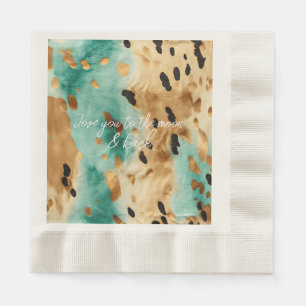 Serviette En Papier Poster de animal noir Turquoise or