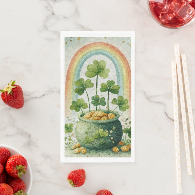 Serviette En Papier Pot de l'or et arc-en-ciel vintage (En situation)