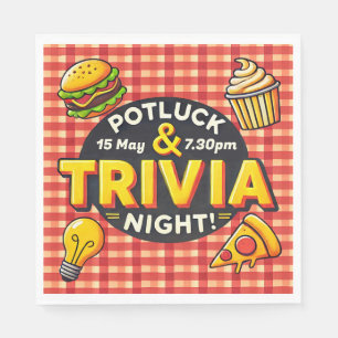 Serviette En Papier Potluck et Trivia invitation de nuit par chance