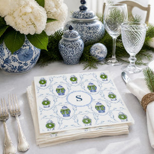 Serviette En Papier Pots à gingembre en chinoiserie avec monogramme de