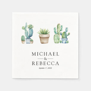 Serviette En Papier Pots de cactus de verdure succulente Mariage