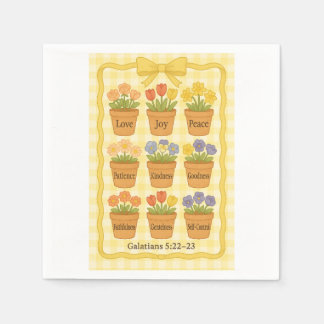 Serviette En Papier Pots de fleurs En vichy jaunes