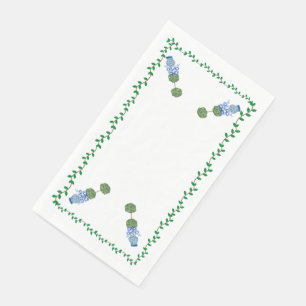 Serviette En Papier Pots de gingembre bleus Topiaire de jarre Vigne