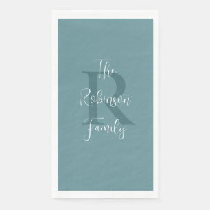 Serviette En Papier Poudre bleu blanc Nom Monogramme Papier Serviette