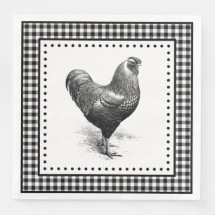 Serviette En Papier Poulet Gingham