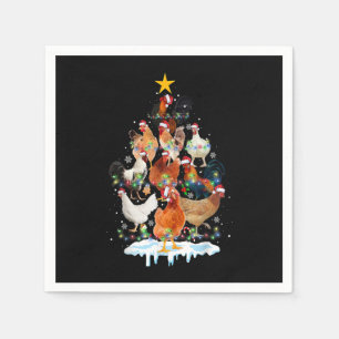 Serviette En Papier Poulets de Noël Lumières Arbre Drôle Amoureux de p