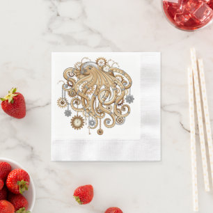 Serviette En Papier Poulpe Steampunk Rétro Fantastique Mécanique