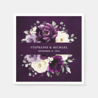 Poupée d'aubergine Plum Ivory Blanc Floral Mariage