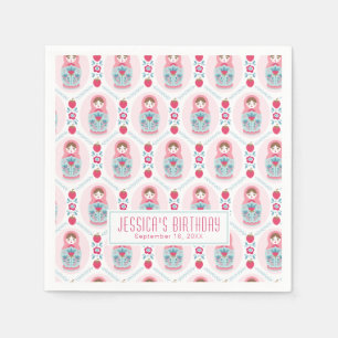 Serviette En Papier Poupée de nidification de Matryoshka rose pâle