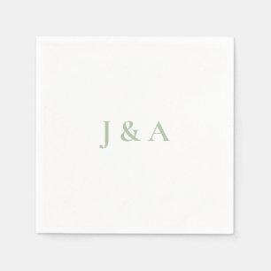 Serviette En Papier Poupée Mariage des initiales vertes