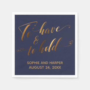 Serviette En Papier Pour avoir et tenir des coeurs d'or Script sur la