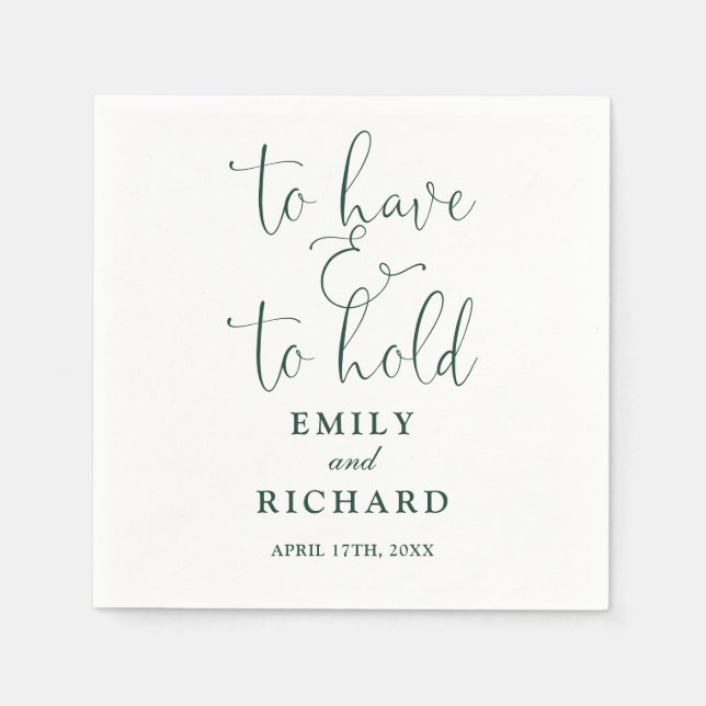Serviette En Papier Pour Avoir Et Tenir Script Emerald Green Mariage (Devant)
