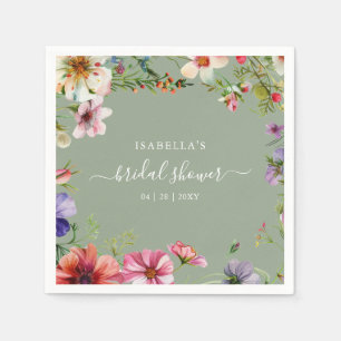 Serviette en papier pour douche de mariée florale 