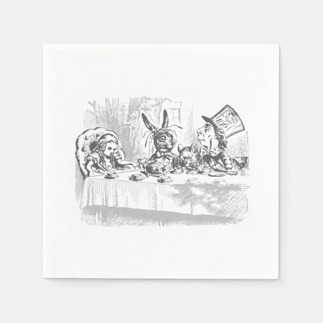 Serviette en papier pour fête du thé Alice au pays (Devant)