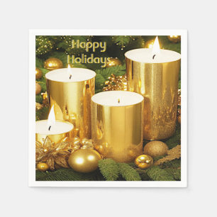 Serviette en papier pour Noël avec des bougies dor